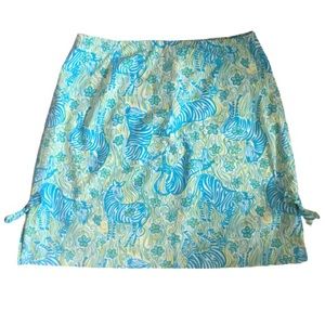 Lilly Pulitzer Blue Zebra Print Cotton Skirt 8 EUC